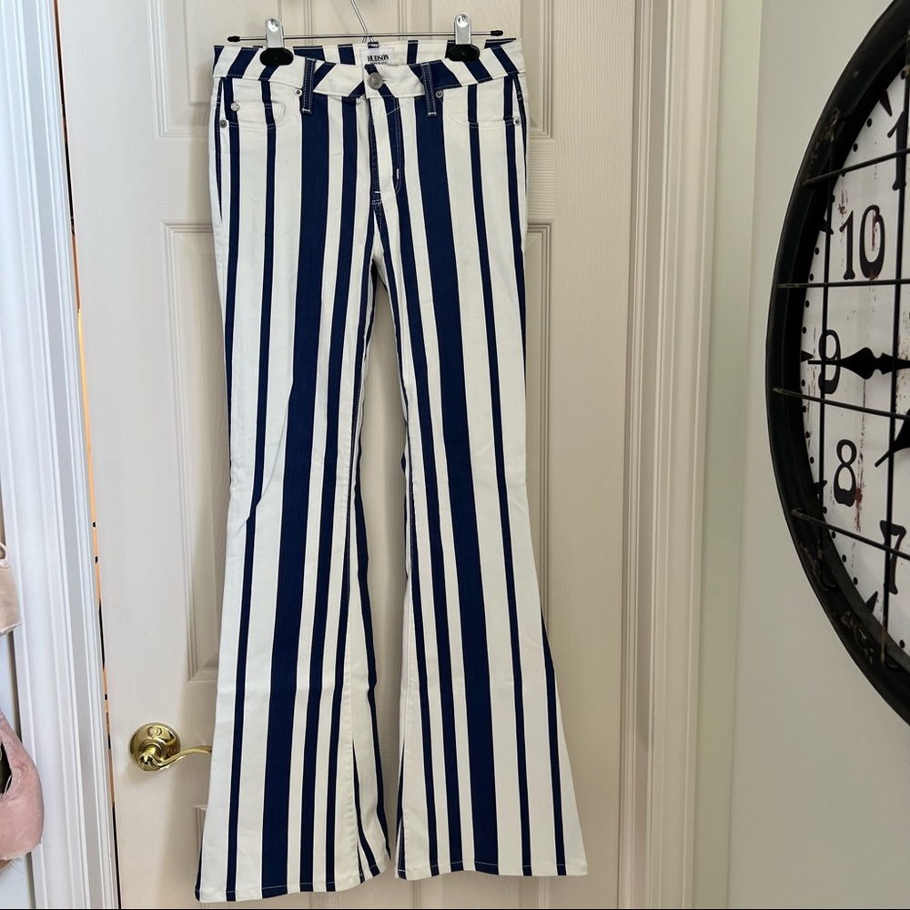 Hudson Jeans flared striped blue and white size 26